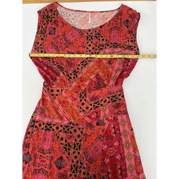 Free People Women Red Multicolor Printed Blakely Tulip Maxi Boho Dress Size M - Picture 5 of 10